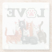Cute Clowder of Cats Illustration with LOVE Glazen Onderzetter (Achterkant)