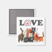 Cute Clowder of Cats Illustration with LOVE Magneet (Voorkant / Achterkant)