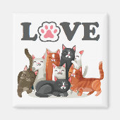 Cute Clowder of Cats Illustration with LOVE Magneet (Voorkant)