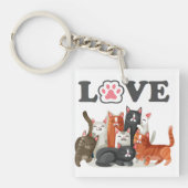 Cute Clowder of Cats Illustration with LOVE Photo Sleutelhanger (Voorkant)