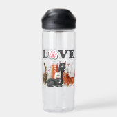 Cute Clowder of Cats Illustration with LOVE Waterfles (Achterkant)