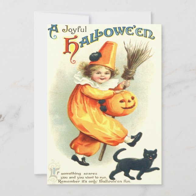 Cute Clown Black Cat Jack O Lantern (Voorkant)