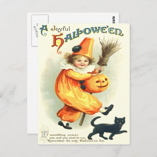Cute Clown Black Cat Jack O Lantern Briefkaart (Voorkant / Achterkant)