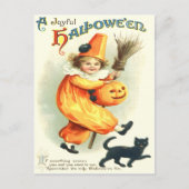 Cute Clown Black Cat Jack O Lantern Briefkaart (Voorkant)
