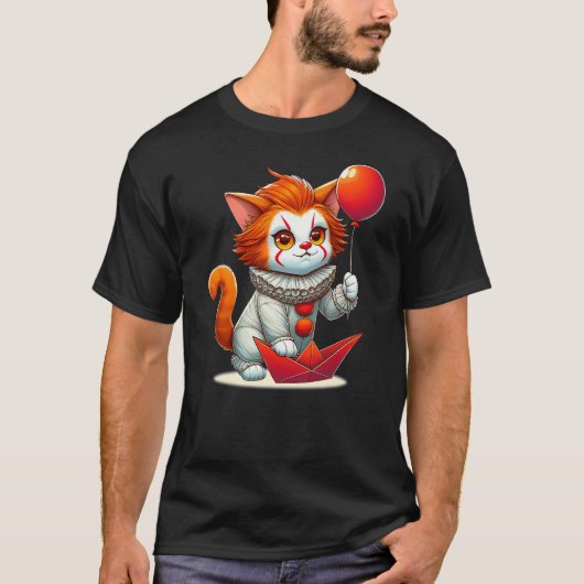 Cute Clown Cat Funny Halloween Cat Lover Party T-shirt (Voorkant)