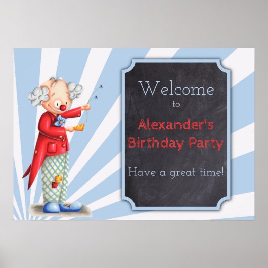 Cute Clown Circus Birthday Party poster (Voorkant)