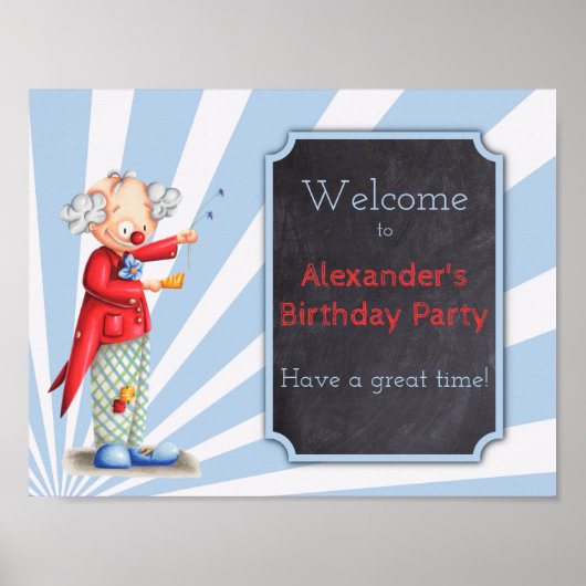 Cute Clown Circus Verjaardagsfeest poster (Voorkant)