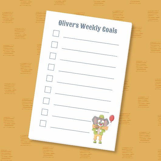 Cute Clown Elephant Kid Goals Notes