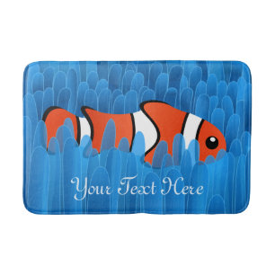 Cute Clown Fish and Beauful Blue Zee Anemone Badmat