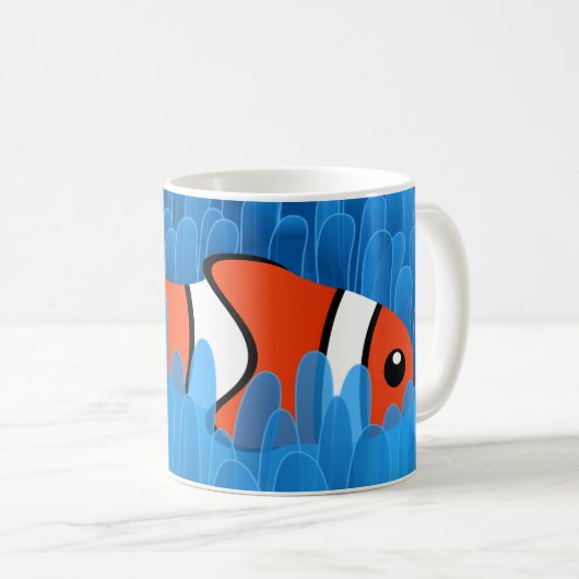 Cute Clown Fish and Beauful Green Blue Anemone Koffiemok (Voorkant rechts)