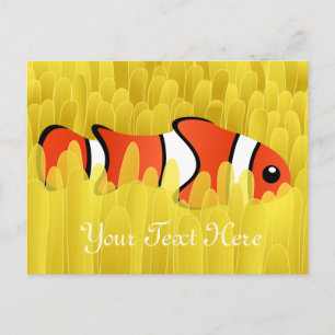 Cute Clown Fish and Beauful Yellow Zee Anemone Briefkaart