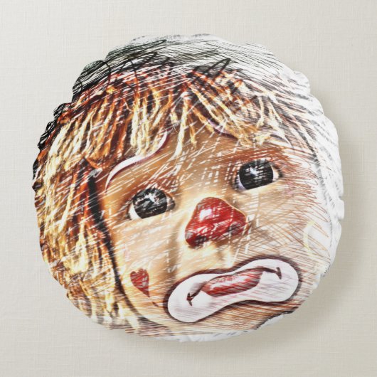 Cute Clown Rond Kussen (Voorkant)