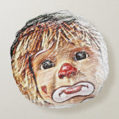 Cute Clown Rond Kussen (Achterkant)