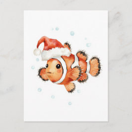 Cute Clownfish in Santa Hat Xmas Feestdagenkaart