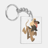 Cute Clownish Cartoon Afghan Hound Acrylkeyring Sleutelhanger (Voorkant Links)