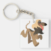 Cute Clownish Cartoon Afghan Hound Acrylkeyring Sleutelhanger (Voorkant)