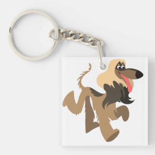 Cute Clownish Cartoon Afghan Hound Acrylkeyring Sleutelhanger