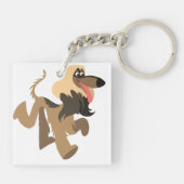 Cute Clownish Cartoon Afghan Hound Acrylkeyring Sleutelhanger (Achterkant)
