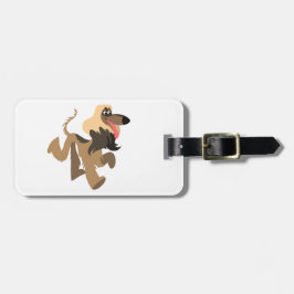 Cute Clownish Cartoon Afghan Hound Bagagelabel