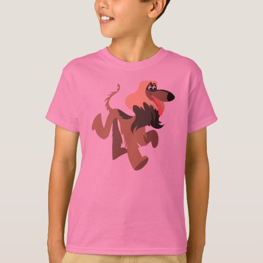 Cute Clownish Cartoon Afghan Hound Kinder T-Shirt (Voorkant)