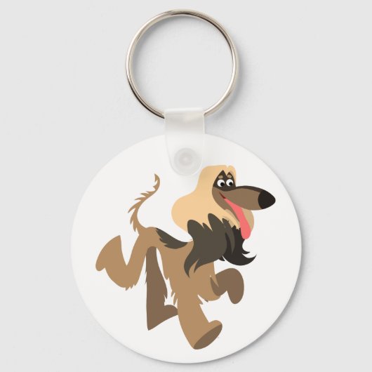 Cute Clownish Cartoon Afghan Hound Sleutelhanger (Voorkant)