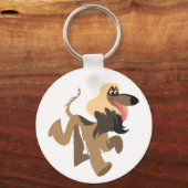 Cute Clownish Cartoon Afghan Hound Sleutelhanger (Voorkant)