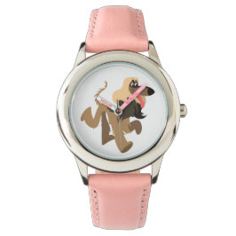 Cute Clownish Cartoon Afghan Hound Watch Horloge