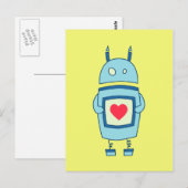 Cute Clumsy Robot met hart Briefkaart (Voorkant / Achterkant)