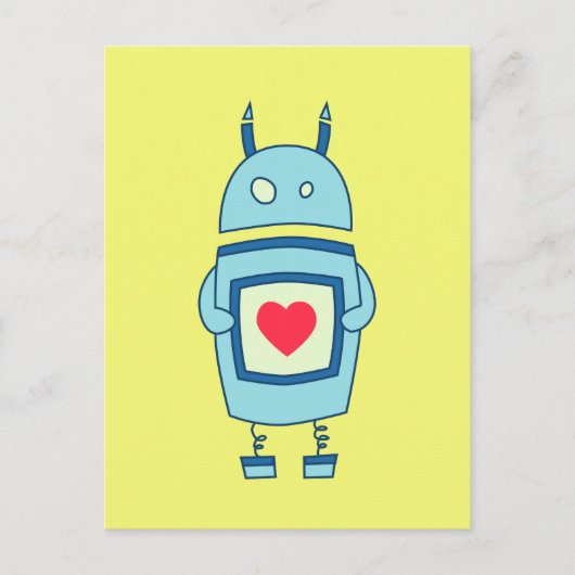 Cute Clumsy Robot met hart Briefkaart (Voorkant)