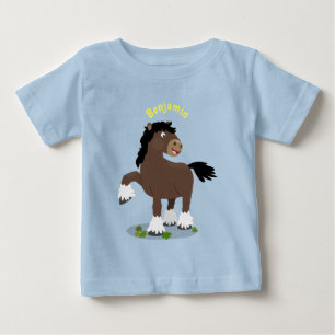 Cute Clydesdale draft horse cartoon illustration