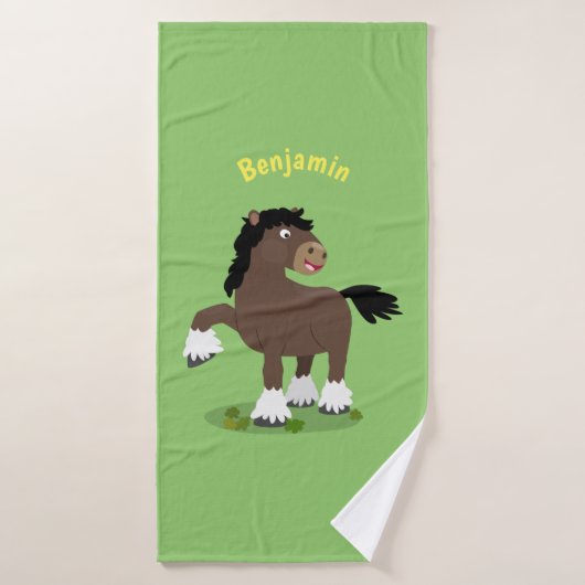 Cute Clydesdale draft horse cartoon illustration Bad Handdoek (Badhanddoek)