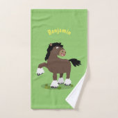 Cute Clydesdale draft horse cartoon illustration Bad Handdoek (Handdoek)