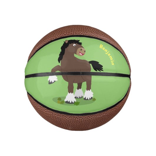 Cute Clydesdale draft horse cartoon illustration Basketbal (Voorkant)