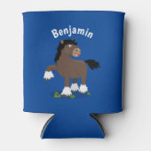 Cute Clydesdale draft horse cartoon illustration Blikjeskoeler (Voorkant)