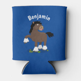 Cute Clydesdale draft horse cartoon illustration Blikjeskoeler