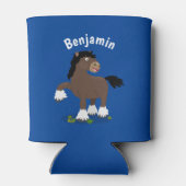 Cute Clydesdale draft horse cartoon illustration Blikjeskoeler (Achterkant)