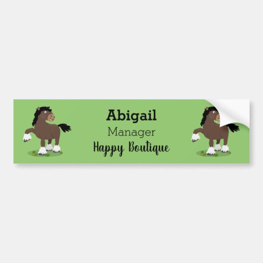 Cute Clydesdale draft horse cartoon illustration Bumpersticker (Voorkant)