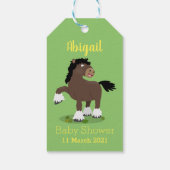 Cute Clydesdale draft horse cartoon illustration Cadeaulabel (Achterkant)