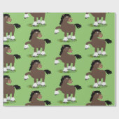 Cute Clydesdale draft horse cartoon illustration Cadeaupapier (Vlak)
