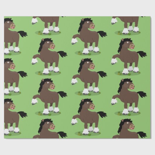 Cute Clydesdale draft horse cartoon illustration Cadeaupapier (Vlak)