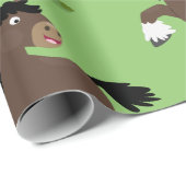 Cute Clydesdale draft horse cartoon illustration Cadeaupapier (Rol Hoek)