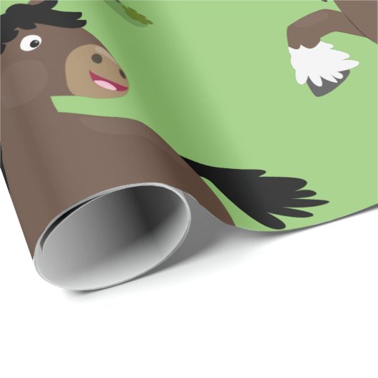 Cute Clydesdale draft horse cartoon illustration Cadeaupapier (Rol Hoek)