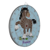 Cute Clydesdale draft horse cartoon illustration Dartbord (Voorkant Links)