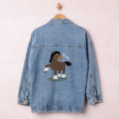 Cute Clydesdale draft horse cartoon illustration Denim Jacket (Hangar)