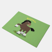 Cute Clydesdale draft horse cartoon illustration Deurmat (Schuin)