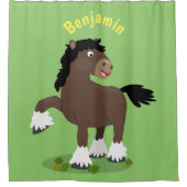 Cute Clydesdale draft horse cartoon illustration Douchegordijn (Voorkant)