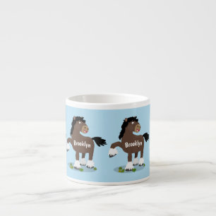 Cute Clydesdale draft horse cartoon illustration Espresso Kop