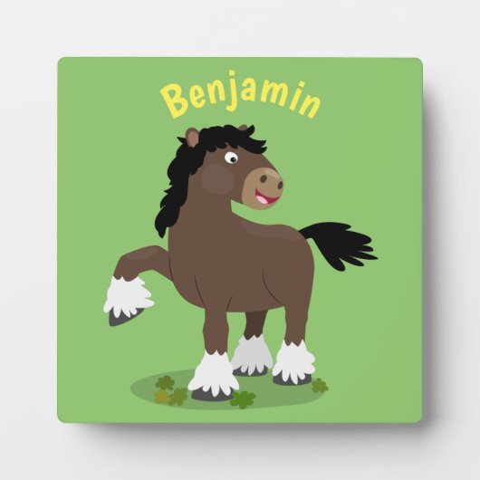 Cute Clydesdale draft horse cartoon illustration Fotoplaat (Voorkant)