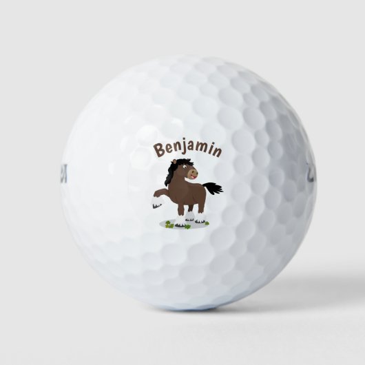 Cute Clydesdale draft horse cartoon illustration Golfballen (Voorkant)
