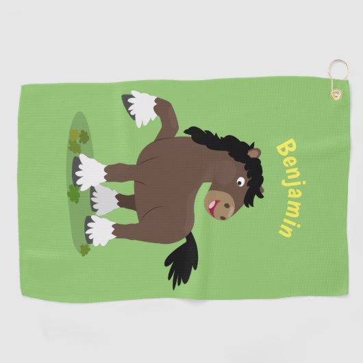Cute Clydesdale draft horse cartoon illustration Golfhanddoek (Horizontaal)